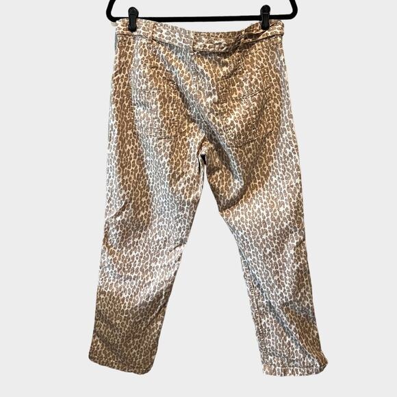 by Anthropologie The Wanderer Animal Print Pants Belted Straight Leg Tan 32 - Picture 3 of 14